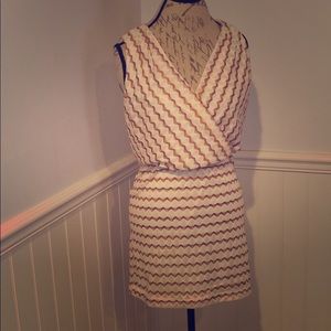 Sleeveless creme striped dress